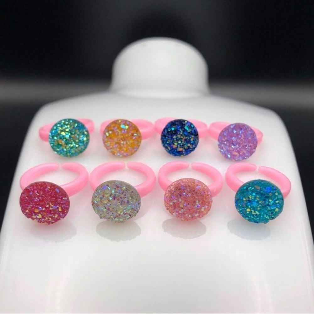 Resin Glitter Rhinestone Ring Set - Picture 3 of 5